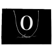 Name des Monogrammskripts Personalisiert schwarz u Große Geschenktüte (Rückseite)
