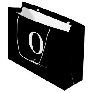 Name des Monogrammskripts Personalisiert schwarz u Große Geschenktüte
