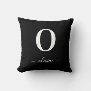Name des Monogrammskripts Personalisiert schwarz u Kissen