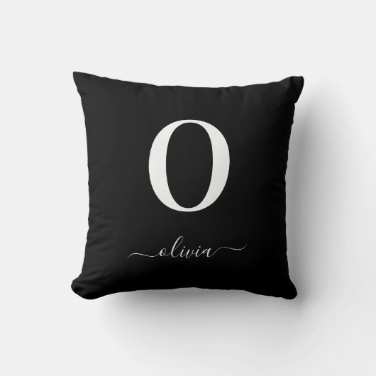 Name des Monogrammskripts Personalisiert schwarz u Kissen (Vorderseite)
