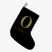 Name des Monogrammskripts Personalisiert Schwarz u Kleiner Weihnachtsstrumpf (Vorderansicht (hängend))