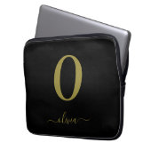 Name des Monogrammskripts Personalisiert Schwarz u Laptopschutzhülle (Vorderseite Links)