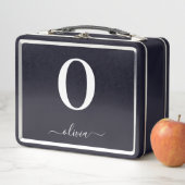 Name des Monogrammskripts Personalisiert schwarz u Metall Brotdose (Beispiel)