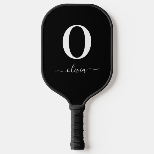 Name des Monogrammskripts Personalisiert schwarz u Pickleball Schläger (Vorderseite)