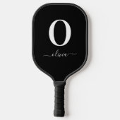 Name des Monogrammskripts Personalisiert schwarz u Pickleball Schläger (Rückseite)