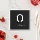 Name des Monogrammskripts Personalisiert schwarz u Serviette (Beispiel)