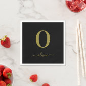 Name des Monogrammskripts Personalisiert Schwarz u Serviette (Beispiel)