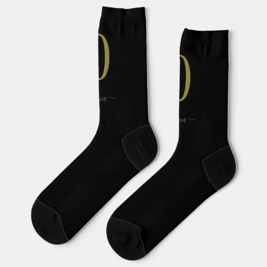 Name des Monogrammskripts Personalisiert Schwarz u Socken (Linkes Detail)