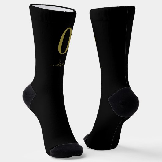 Name des Monogrammskripts Personalisiert Schwarz u Socken (Gewinkelt)