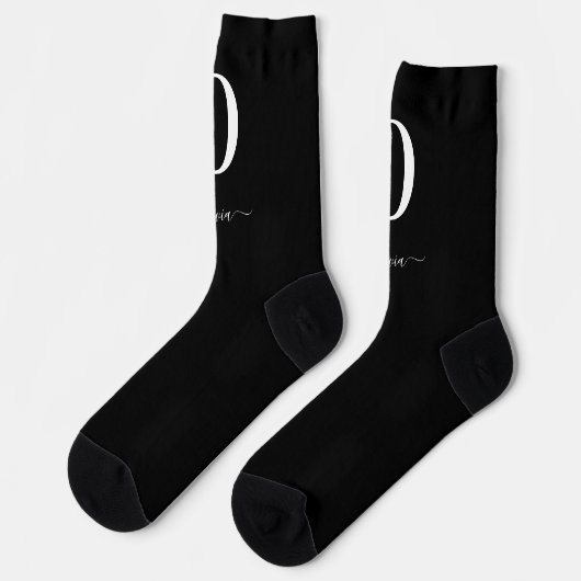 Name des Monogrammskripts Personalisiert schwarz u Socken (Linkes Detail)