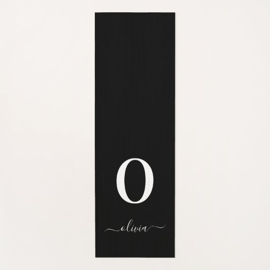 Name des Monogrammskripts Personalisiert schwarz u Yogamatte (Vorderseite)