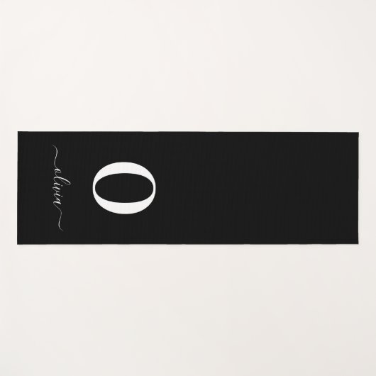 Name des Monogrammskripts Personalisiert schwarz u Yogamatte (Vorderseite (Horizontal))