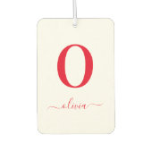 Name des Monogrammskripts Personalisiert weiß und  Autolufterfrischer (Vorderseite)