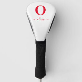 Name des Monogrammskripts Personalisiert weiß und  Golf Headcover