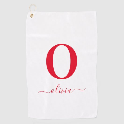 Name des Monogrammskripts Personalisiert weiß und  Golfhandtuch (Vorderseite)