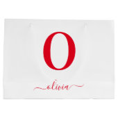 Name des Monogrammskripts Personalisiert weiß und Große Geschenktüte (Rückseite)