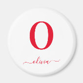 Name des Monogrammskripts Personalisiert weiß und  Magnet (Vorne)