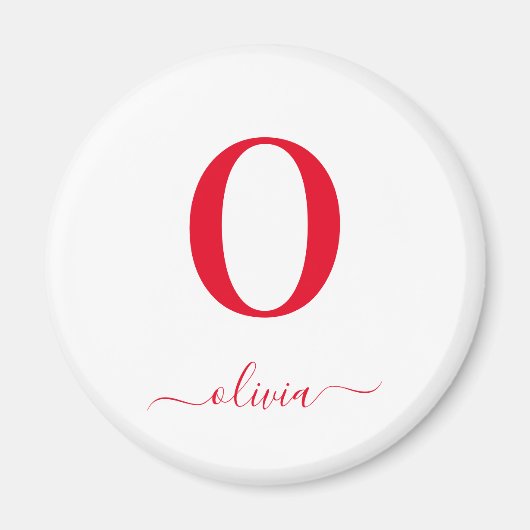 Name des Monogrammskripts Personalisiert weiß und  Magnet (Vorne)