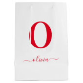 Name des Monogrammskripts Personalisiert weiß und  Mittlere Geschenktüte (Rückseite)