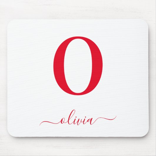 Name des Monogrammskripts Personalisiert weiß und Mousepad (Vorne)