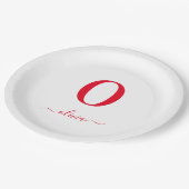 Name des Monogrammskripts Personalisiert weiß und Pappteller (Schrägansicht)