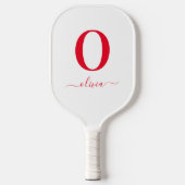 Name des Monogrammskripts Personalisiert weiß und  Pickleball Schläger (Vorderseite)