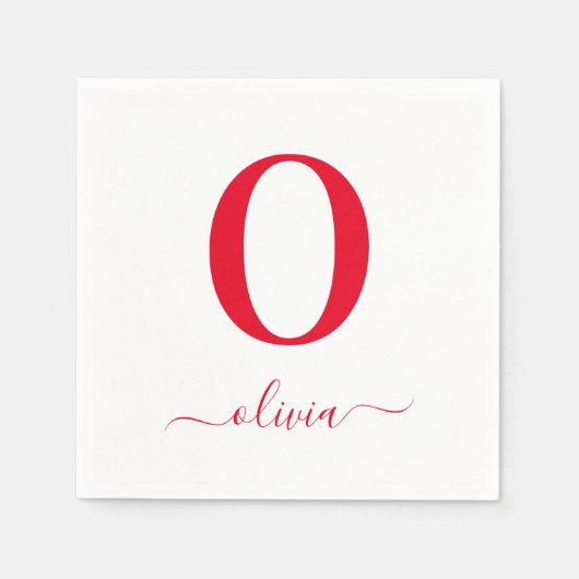 Name des Monogrammskripts Personalisiert weiß und  Serviette (Vorderseite)