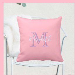 Name des Multifarben-Monogramms für Rosa und Laven Kissen