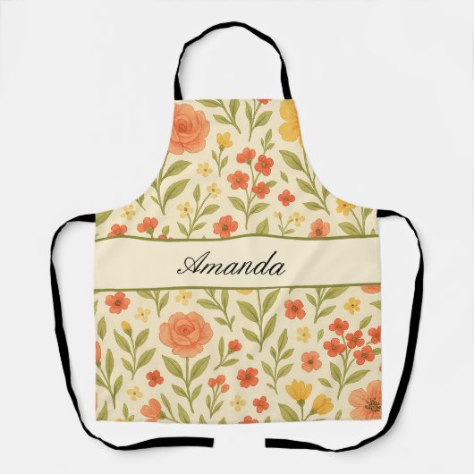 Name des Musters für Vintage Wildblume Schürze (Vorderseite)