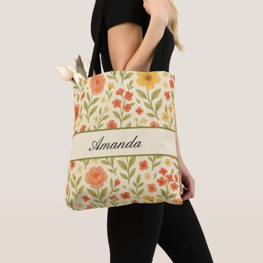Name des Musters für Vintage Wildblume Tasche (Von Nahem)