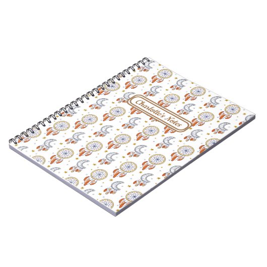 Name des Musters Retro Whimsical Mandala Boho Notizblock (Linke Seite)