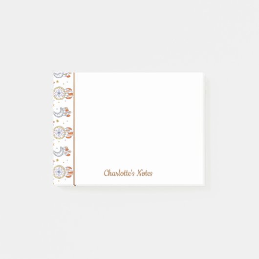 Name des Musters Retro Whimsical Mandala Boho Post-it Klebezettel (Vorderseite)