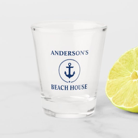 Name des Nautic Anchor Beach House Schnapsglas (Vorderseite)