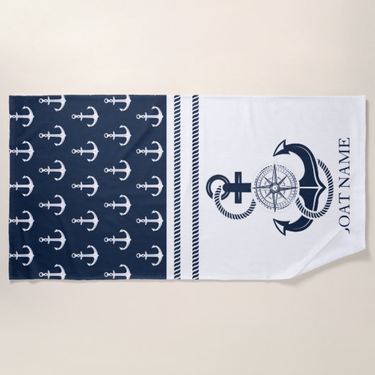 Name des Nautic Anchor Boats Strandtuch (Vorderseite)