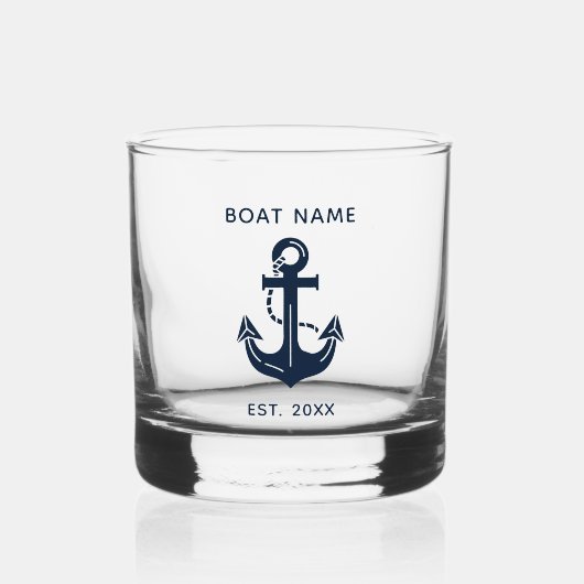Name des Nautic Anchor Boats Whiskyglas (Vorderseite)