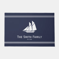 Name des nautic Midnight Blue und White Sailboat