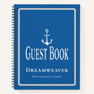 Name des nautical Blue Anchor Guest Book Boat Notizblock