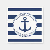 Name des nautischen Anchor-Navy-Blue-Boots Serviette (Vorderseite)