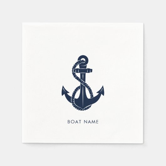 Name des nautischen Anchor-Navy-Blue-Boots Serviette (Vorderseite)