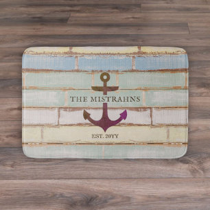 Name des nautischen Ankerbootes Rustic Wood Badematte