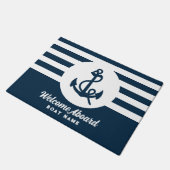 Name des nautischen, blauen Schiffs an Bord Fußmatte (Schrägansicht)