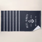 Name des nautischen dunklen Schiffes der rustikale Strandtuch (Vorderseite)