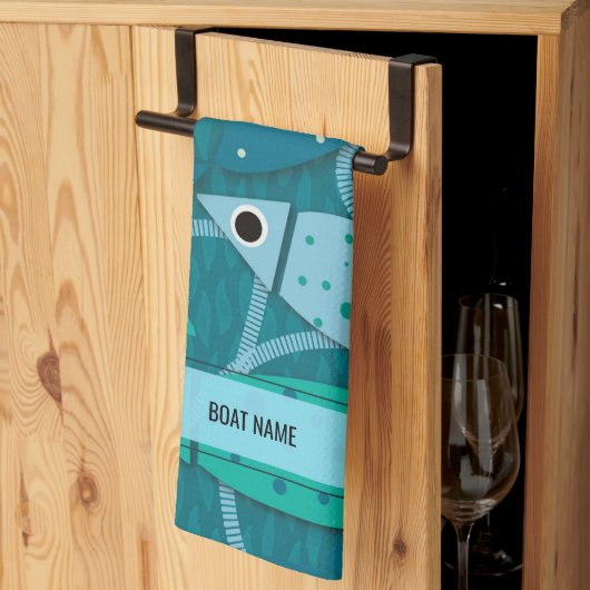 Name des nautischen Fischermusters Geschirrtuch (Drittel gefaltet)