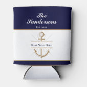 Name des nautischen, modernen Navy Blue Anchor Boo Dosenkühler (Vorderseite)