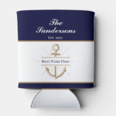 Name des nautischen, modernen Navy Blue Anchor Boo Dosenkühler (Rückseite)
