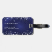 Name des Navy Blue Glitzer Monogram Gepäckanhänger (Rückseite horizontal)