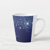 Name des Navy Blue Glitzer Monogram Skripts Milchtasse (Rechts)