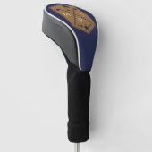 Name des Navy Blue Gold Monogram Golf Clubs Golf Headcover (angewinkelt)