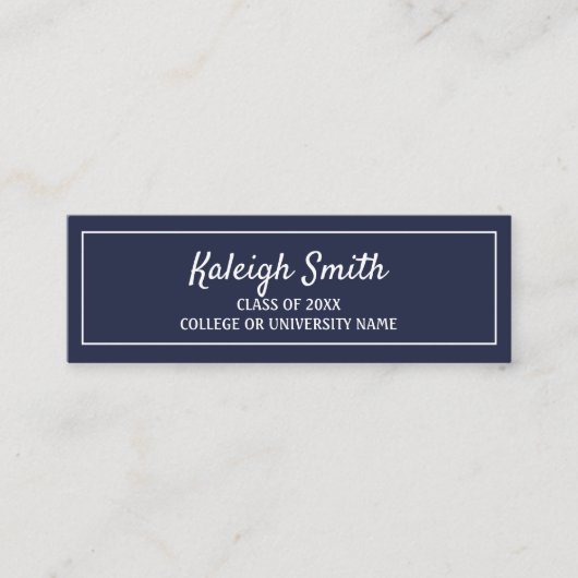 Name des navy Blue White Abschluss Telefonnummerkarte (Vorderseite)