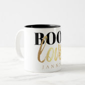 Name des Nerds "Lover Black Script Book" Zweifarbige Tasse (Vorderseite Links)